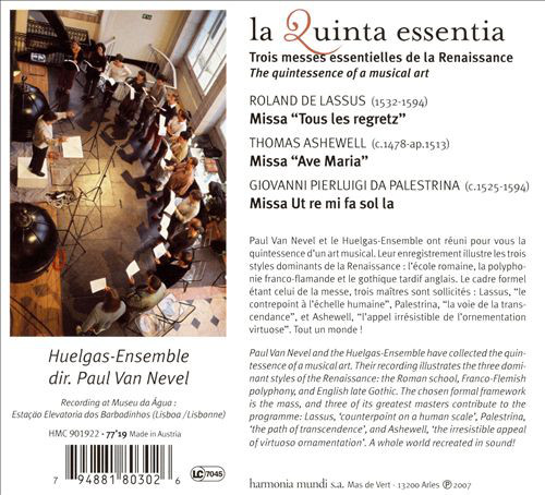 La Quinta essentia: Palestrina / Lasso / Ashewell - slide-1