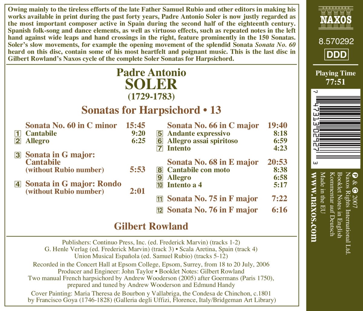 Soler: Sonatas for Harpsichord Vol. 13 - slide-1