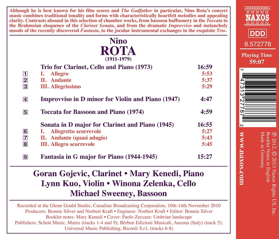 Rota: Clarinet Sonata, Clarinet Trio, Improvviso, Toccata, Fantasia - slide-1