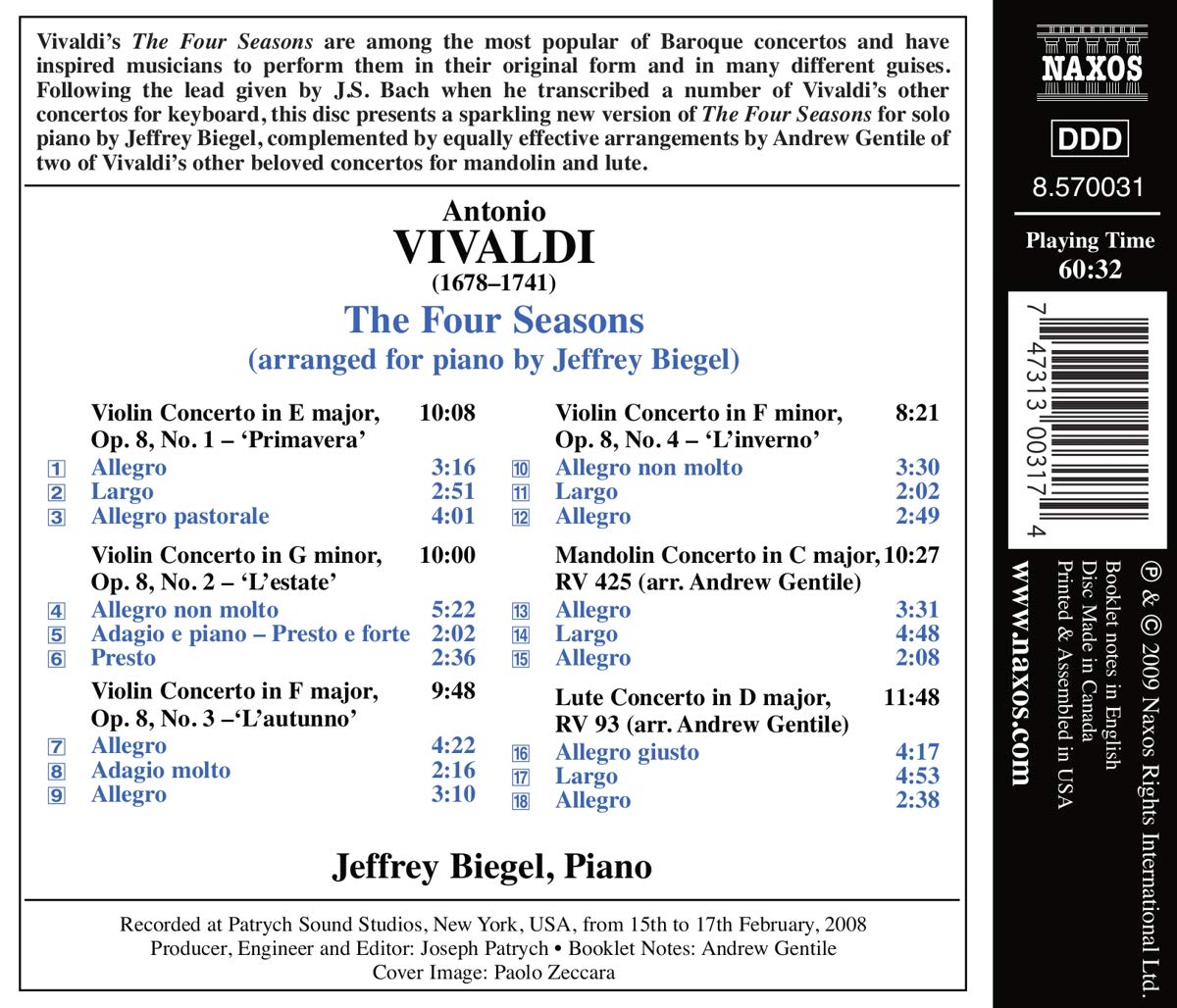 VIVALDI: The Four Seasons, arranger for piano - slide-1