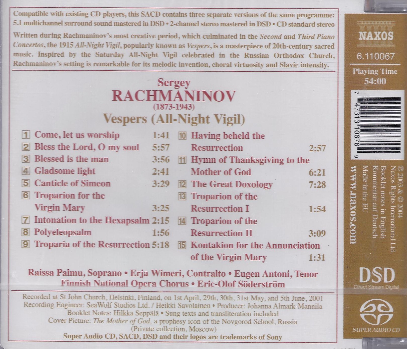 RACHMANINOV: Vespers - slide-1