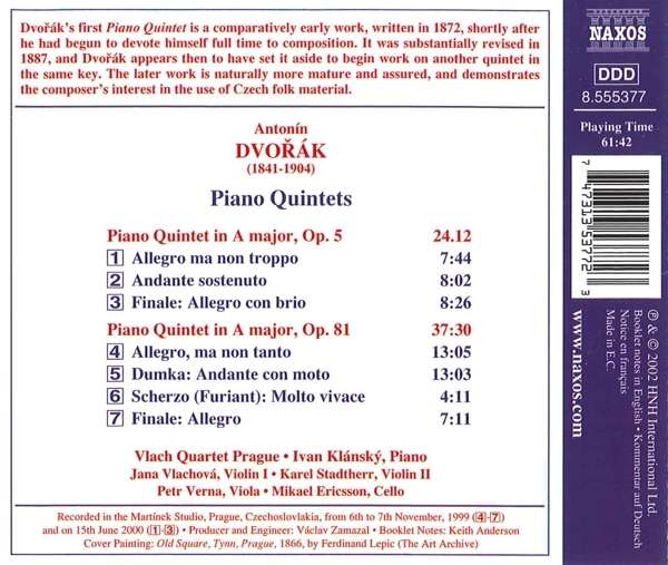 DVORAK: Piano Quintets Opp. 5 and 81 - slide-1