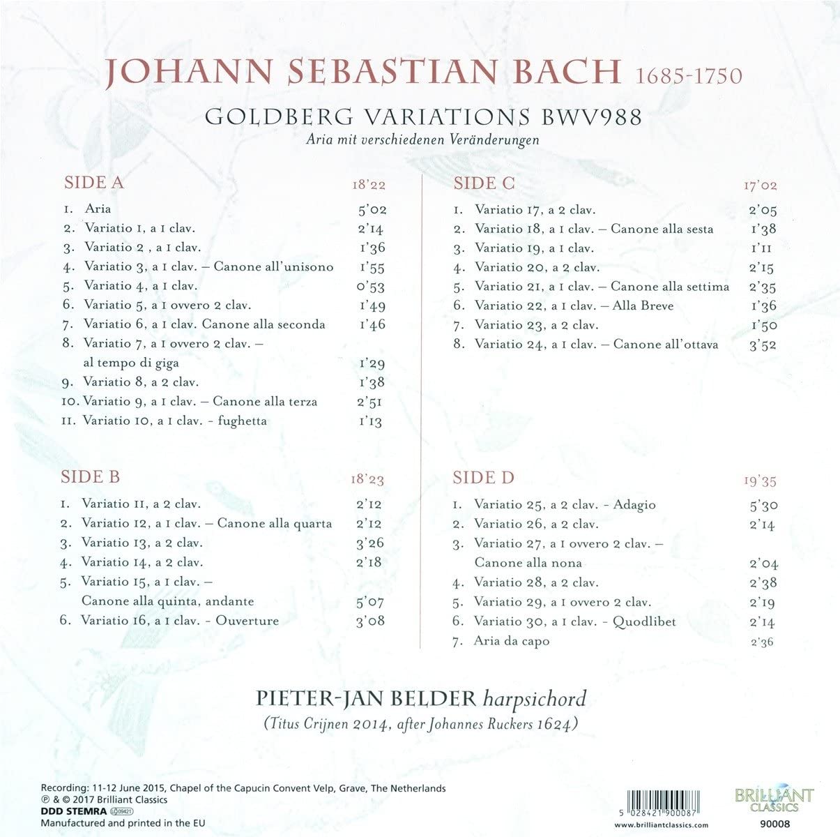 Bach: Goldberg Variations BWV988 - Vinyl 180 g - slide-1