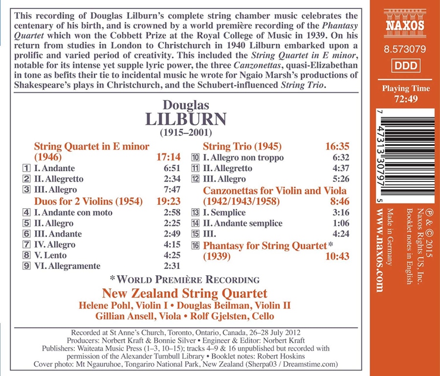 Lilburn: String Quartet in E minor Phantasy Quartet Canzonettas - slide-1