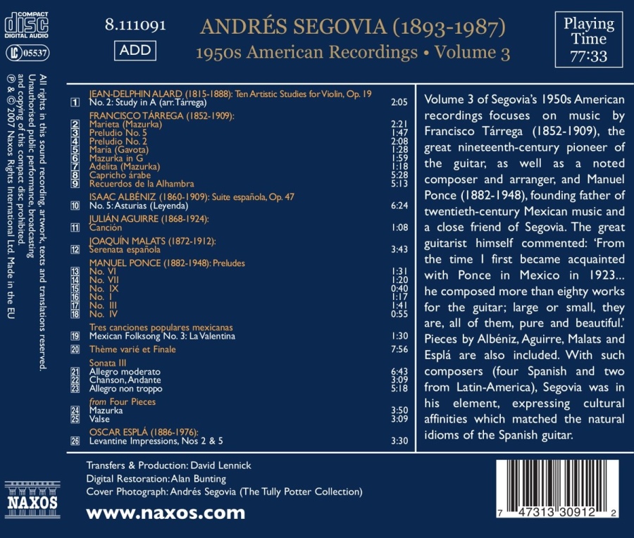 Segovia Andres: American Recordings Vol. 3 - slide-1