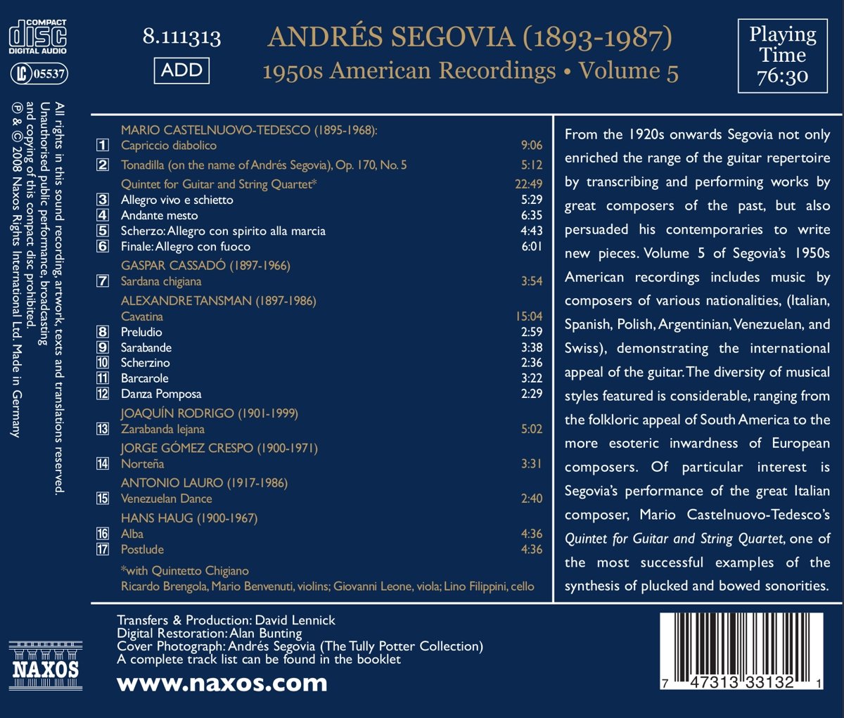 SEGOVIA - American recordings Vol. 5 - slide-1