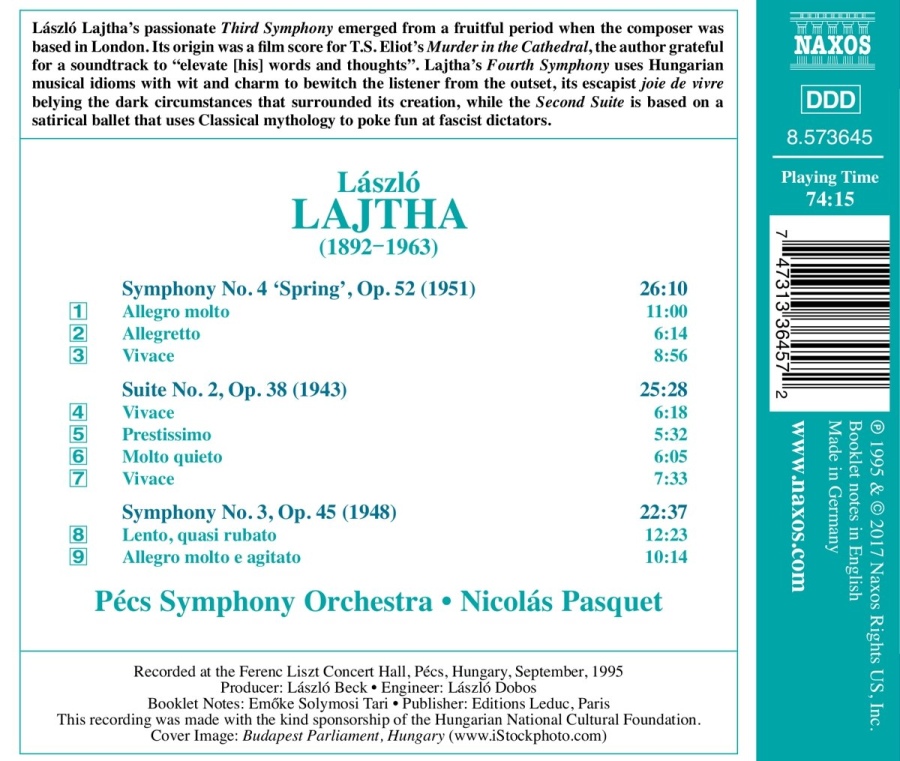 Lajtha: Symphonies Nos. 3 and 4 ‘Spring’; Suite No. 2 - slide-1