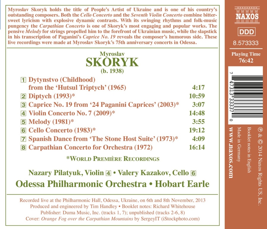 Skoryk: Carpathian Concerto Diptych Violin Concerto No. 7 Cello Concerto - slide-1