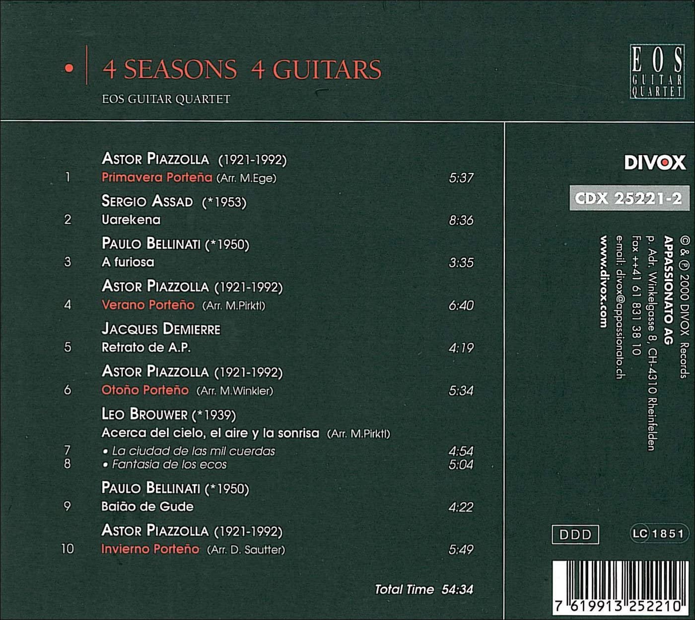 Piazzolla: Four Seasons Four Guitars (Works By Assad/ Bellinati - slide-1