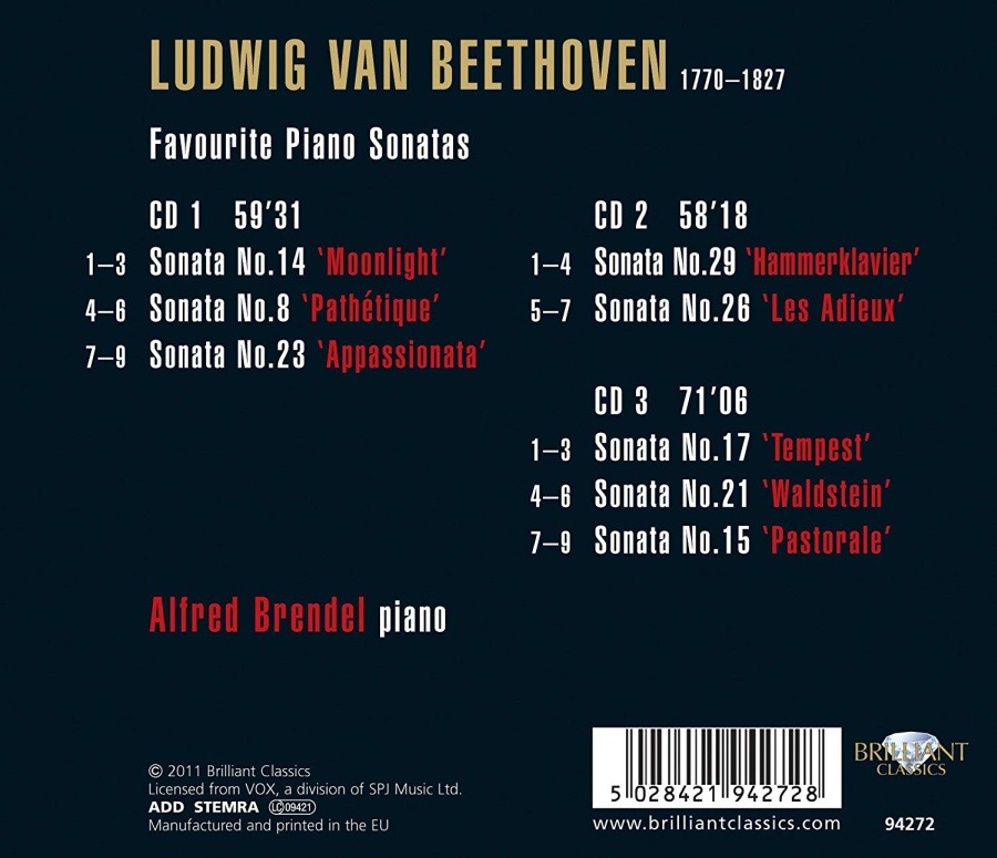 Beethoven: Alfred Brendel Favourite Piano Sonatas - slide-1