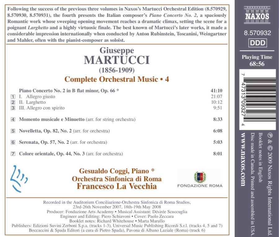 Martucci: Piano Concerto No. 2, Momento musicale e Minuetto, Novelletta, Serenata, Colore orientale (Orchestral Music Vol. 4) - slide-1
