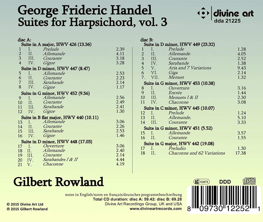 Handel: Suites for Harpsichord vol. 3 - slide-1