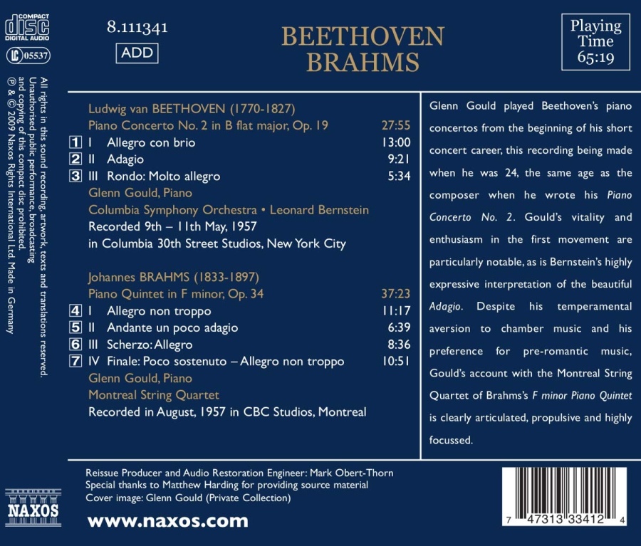 Beethoven: Piano Concerto No. 2, BRAHMS: Piano Quintet in F minor (1957 Recordings) - slide-1
