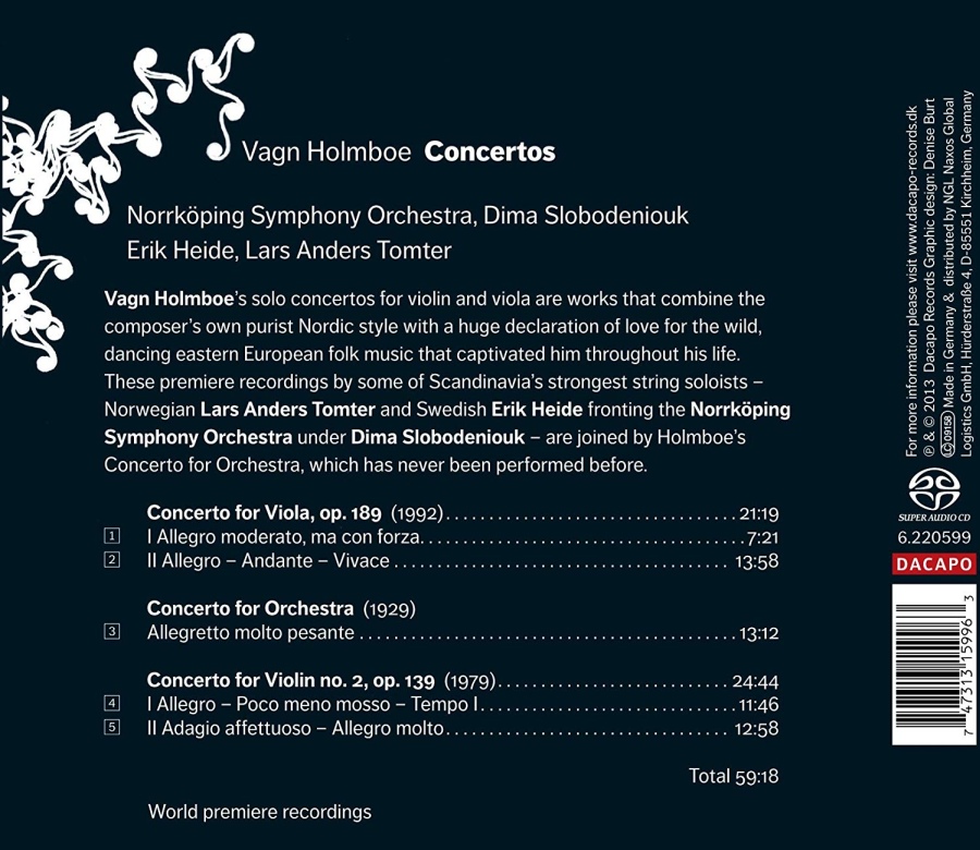 Holmboe: Concerto for Viola, Concerto for Orchestra, Concerto for Violin No. 2 - slide-1