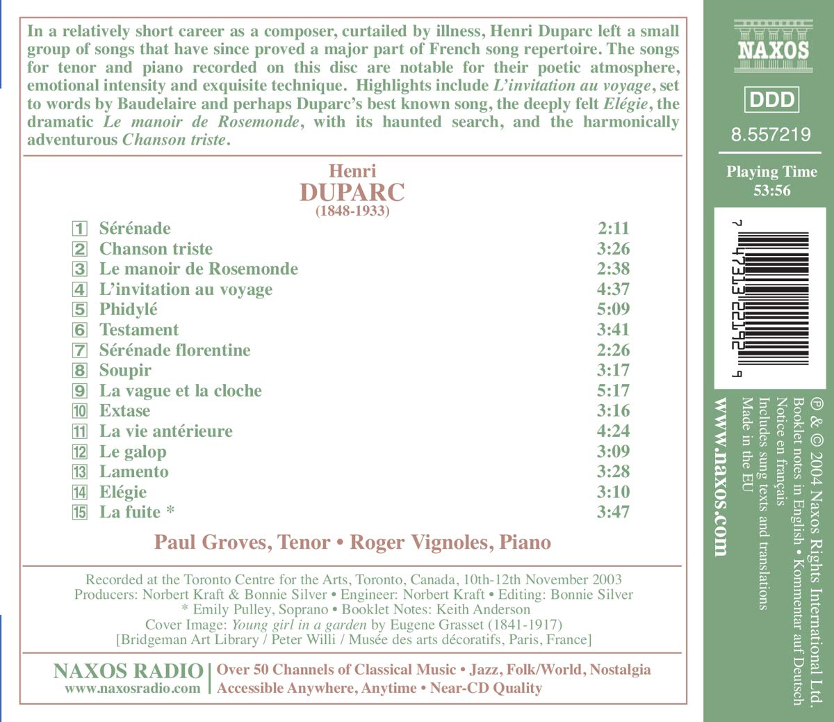 DUPARC: Songs for Voice and Piano - slide-1
