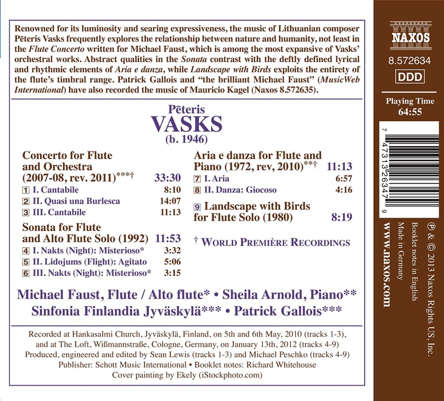 Vasks: Flute Concerto, Flute Sonata, Aria e danza, Landscape with Birds - slide-1