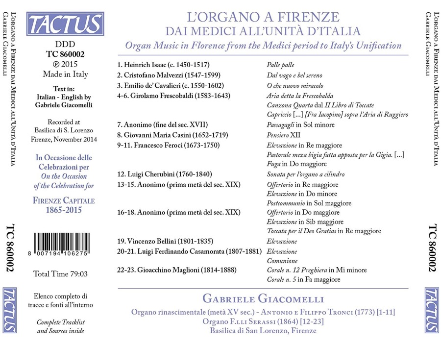 L´Organo a Firenze, muzyka organowa od Medyceuszy do zjednoczenia Włoch - slide-1