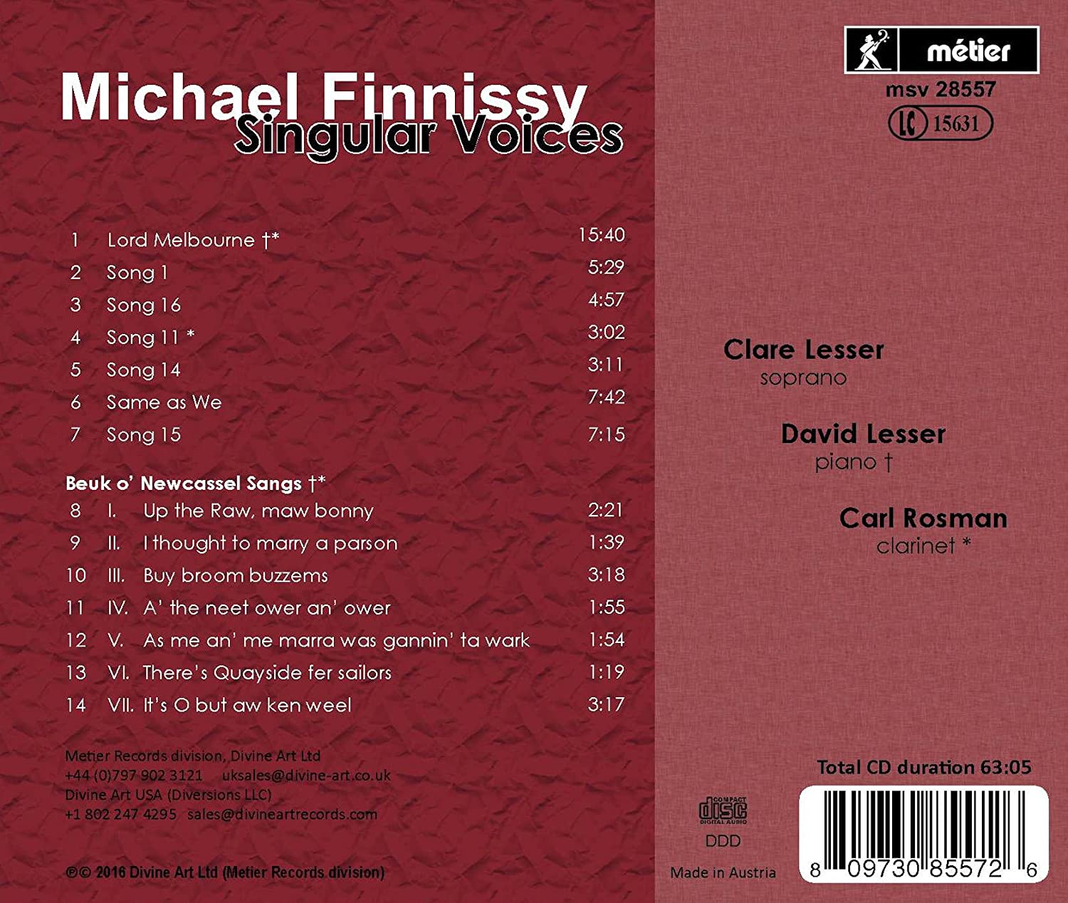 Singular Voices - Finnissy: Music for Voice and Clarinet - slide-1