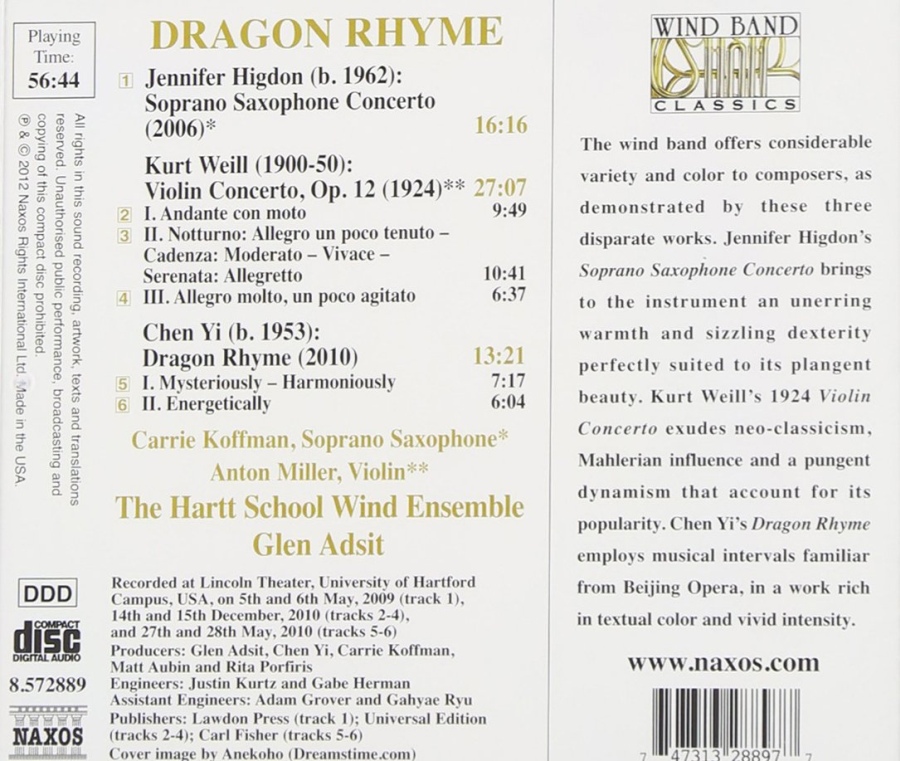 Higdon,/Weill/Chen Yi : Dragon Rhyme - (Wind Band Classics) - slide-1