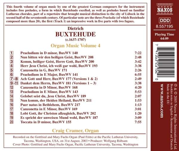 BUXTEHUDE: Organ Music, Vol. 4 - slide-1