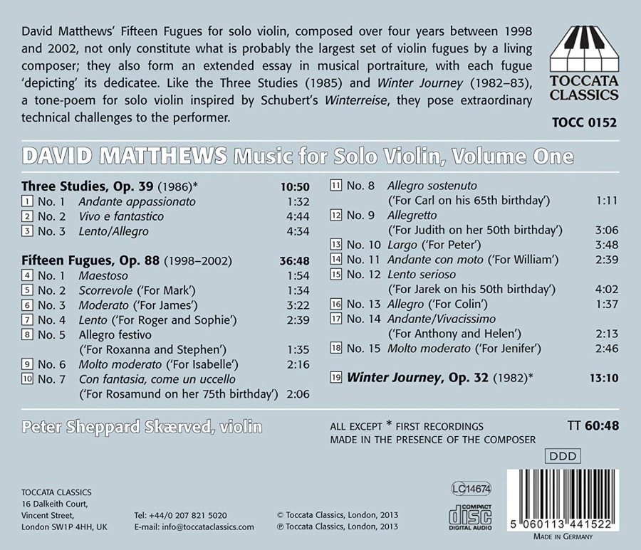 Matthews: Music for Solo Violin, Volume One - slide-1
