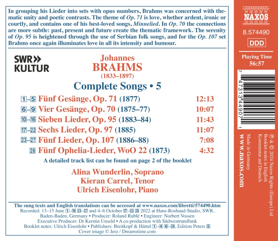 Brahms: Complete Songs Vol. 5 - slide-1