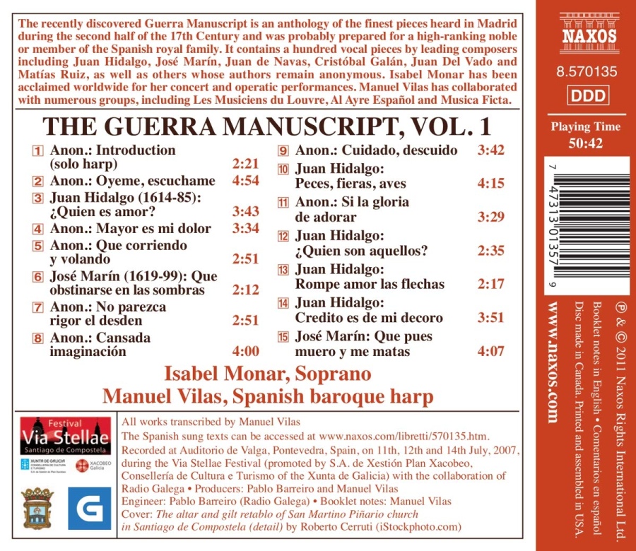 The Guerra Manuscript Vol. 1 - hiszpańska świecka muzyka wokalna XVII w. - slide-1
