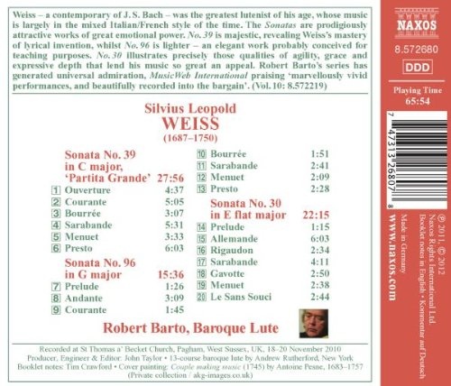 Weiss: Lute Sonatas Vol. 11 - Nos. 30, 39 & 96 - slide-1