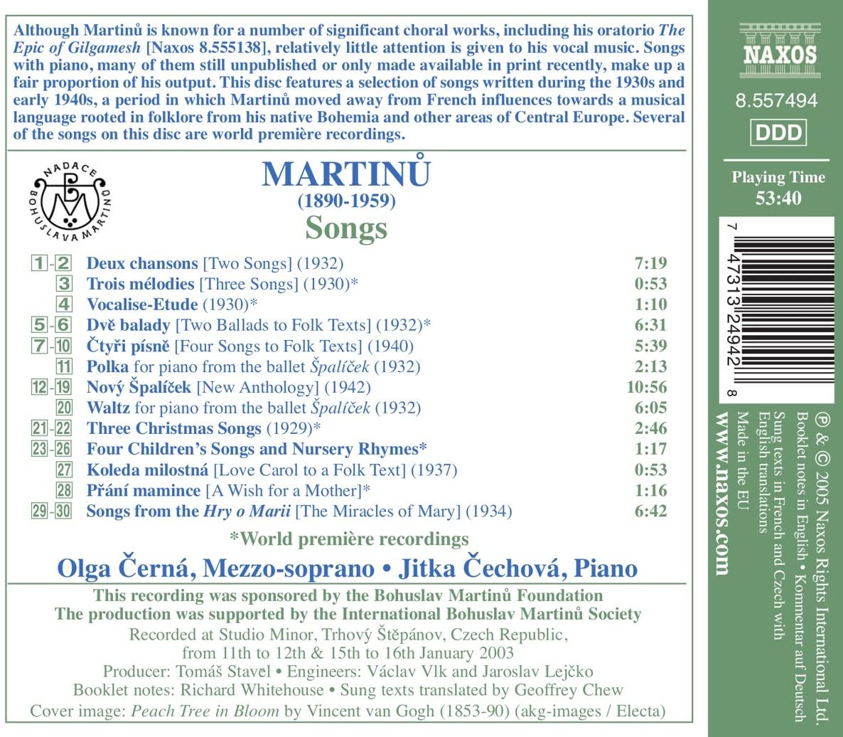 MARTINU: Songs - slide-1