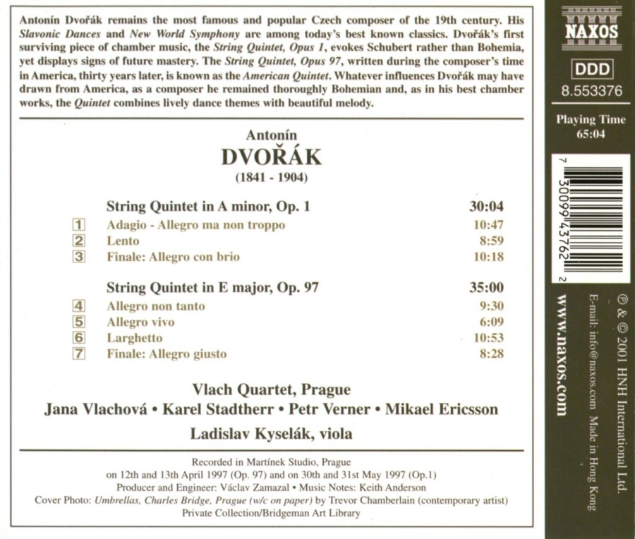 DVORAK: String Quintets Opp. 1 and 97 - slide-1