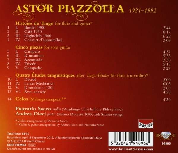 Piazzolla: Café 1930, Music for Violin and Guitar - slide-1