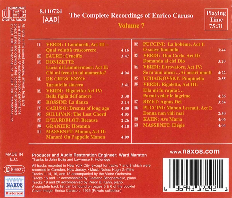 CARUSO, Enrico: Complete Recordings, Vol. 7 (1912-1913) - slide-1