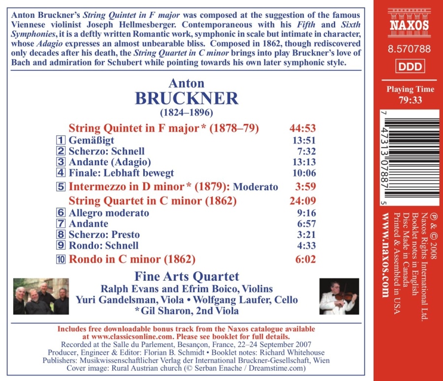 Bruckner :: String Quintet in F major, String Quartet in C minor - slide-1