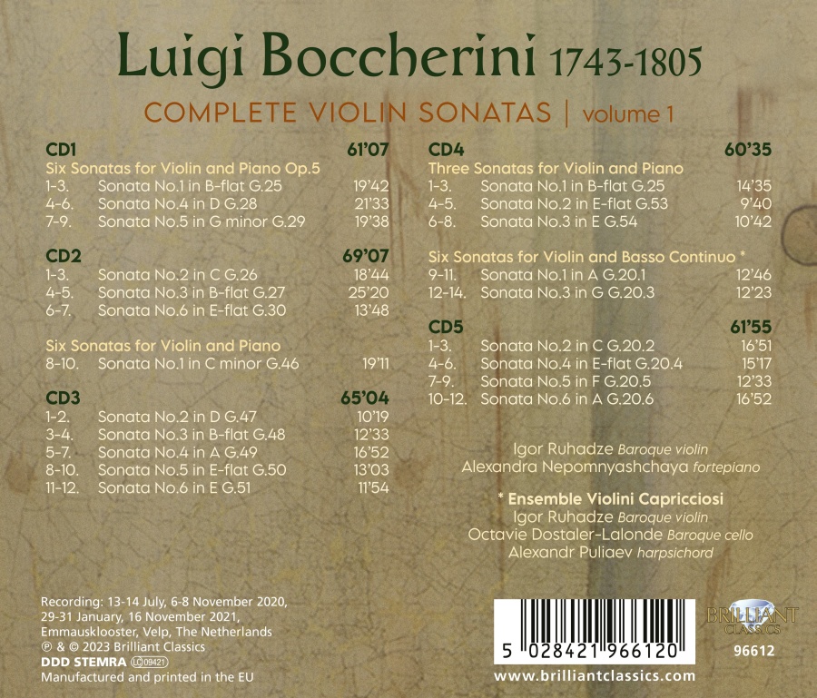 Boccherini: Complete Violin Sonatas, Vol. 1 - slide-1