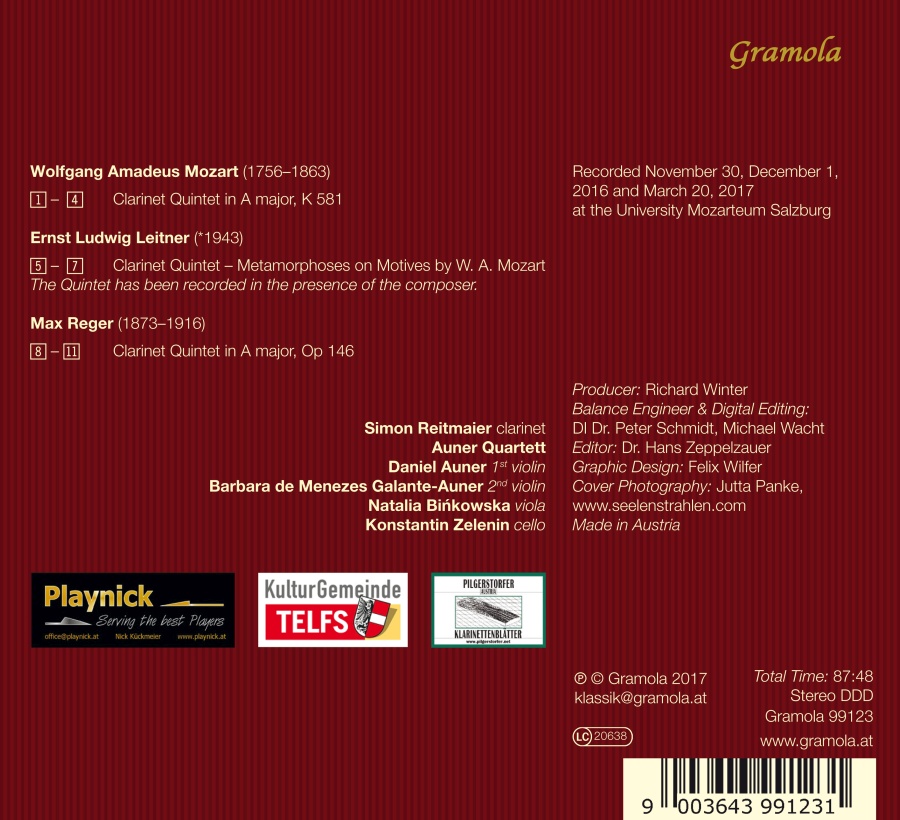 Mozart; Reger; Leitner: Clarinet Quintets - slide-1