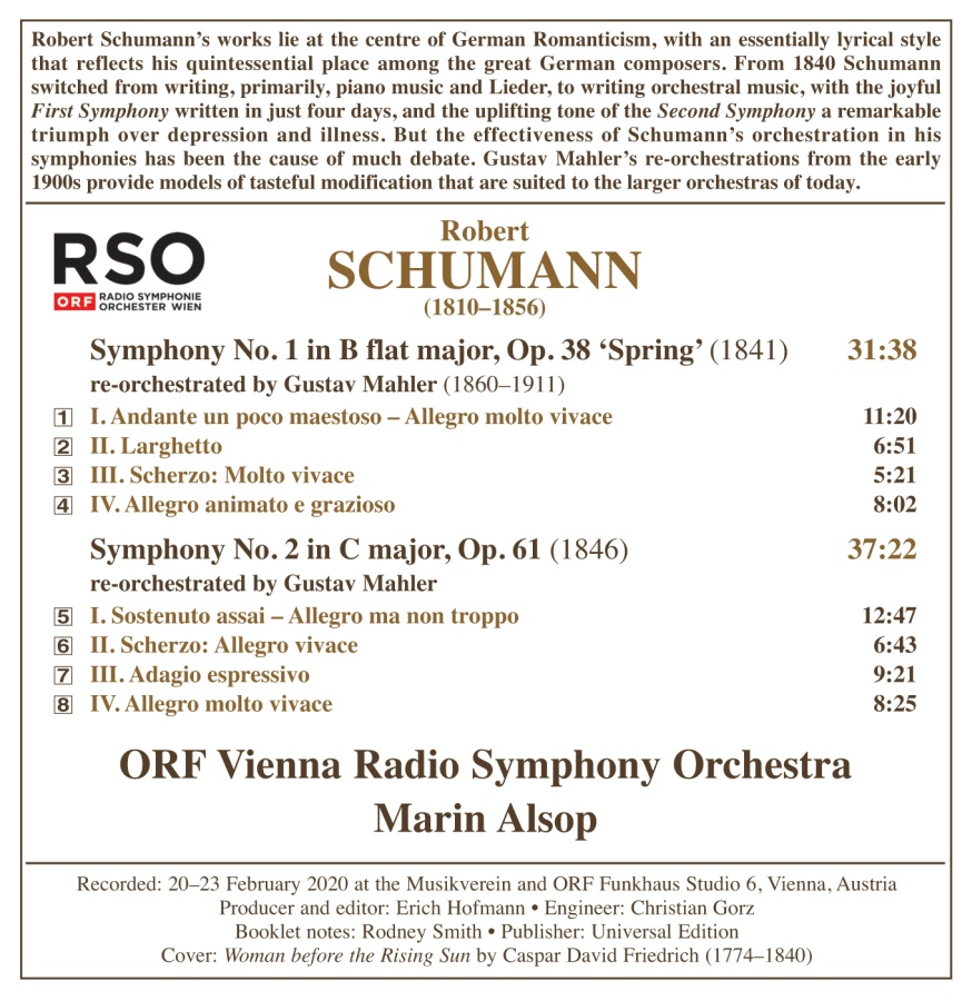 Schumann: Symphonies Nos. 1 & 2 (re-orchestrated by Mahler) - slide-1
