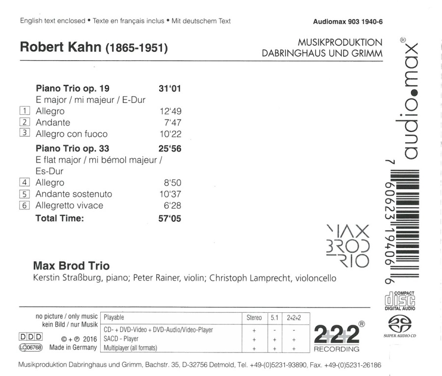 Kahn: Piano Trios op. 19 and 33 - slide-1